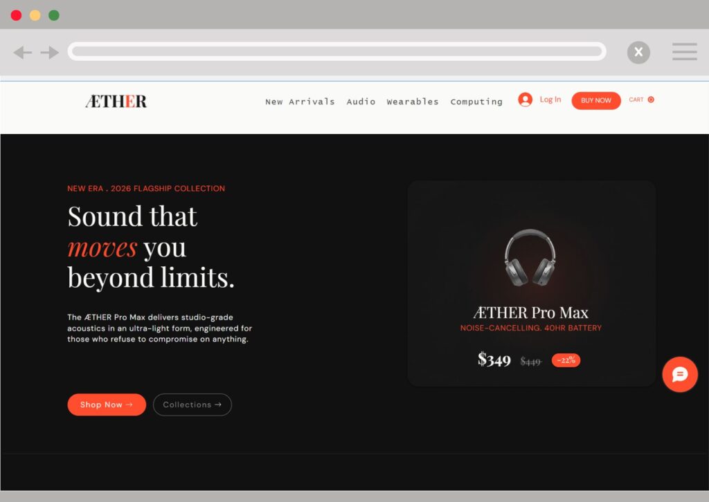 A electrical devices hero website view