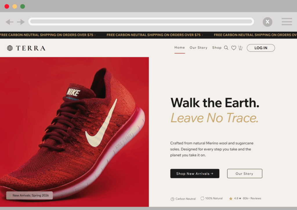 A footwears hero website view